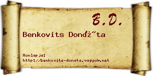 Benkovits Donáta névjegykártya